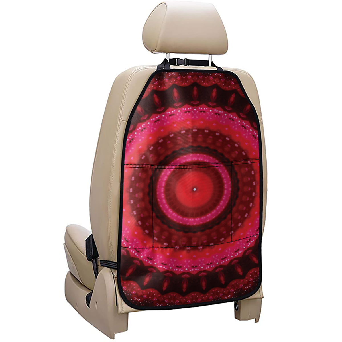 Red Kaleidoscope Print Car Seat Organizers