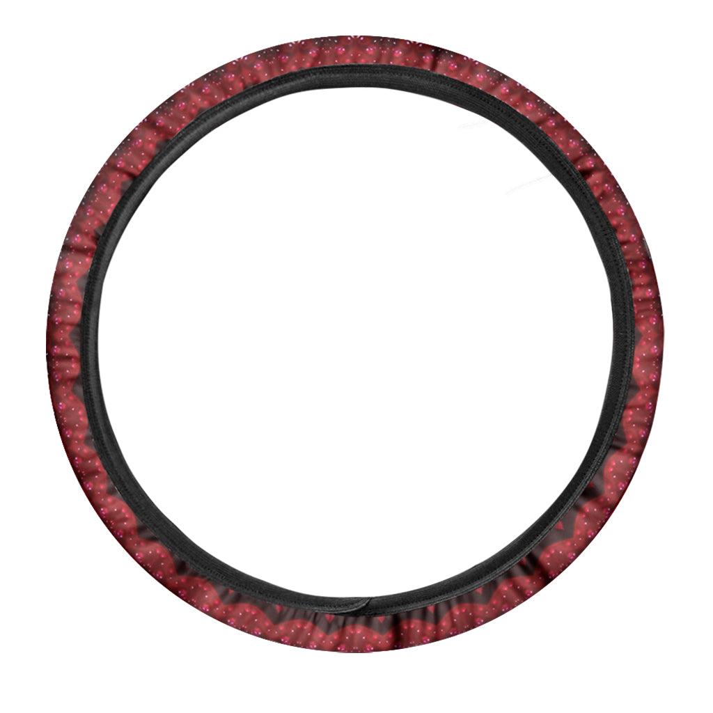 Red Kaleidoscope Print Car Steering Wheel Cover