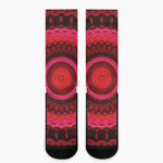 Red Kaleidoscope Print Crew Socks