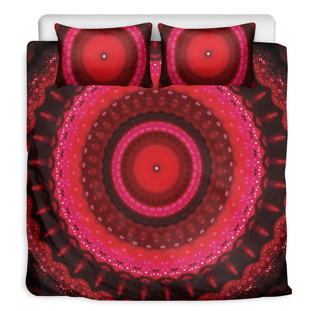 Red Kaleidoscope Print Duvet Cover Bedding Set