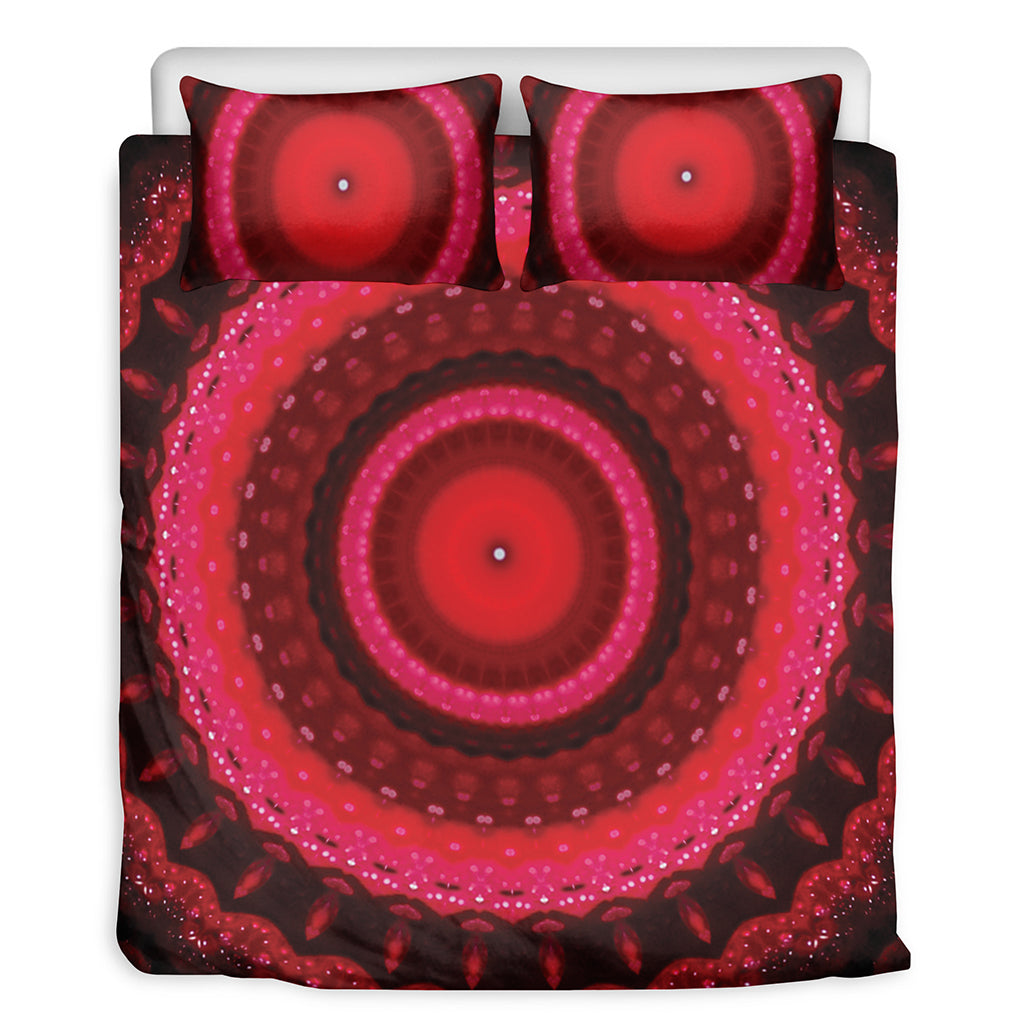 Red Kaleidoscope Print Duvet Cover Bedding Set