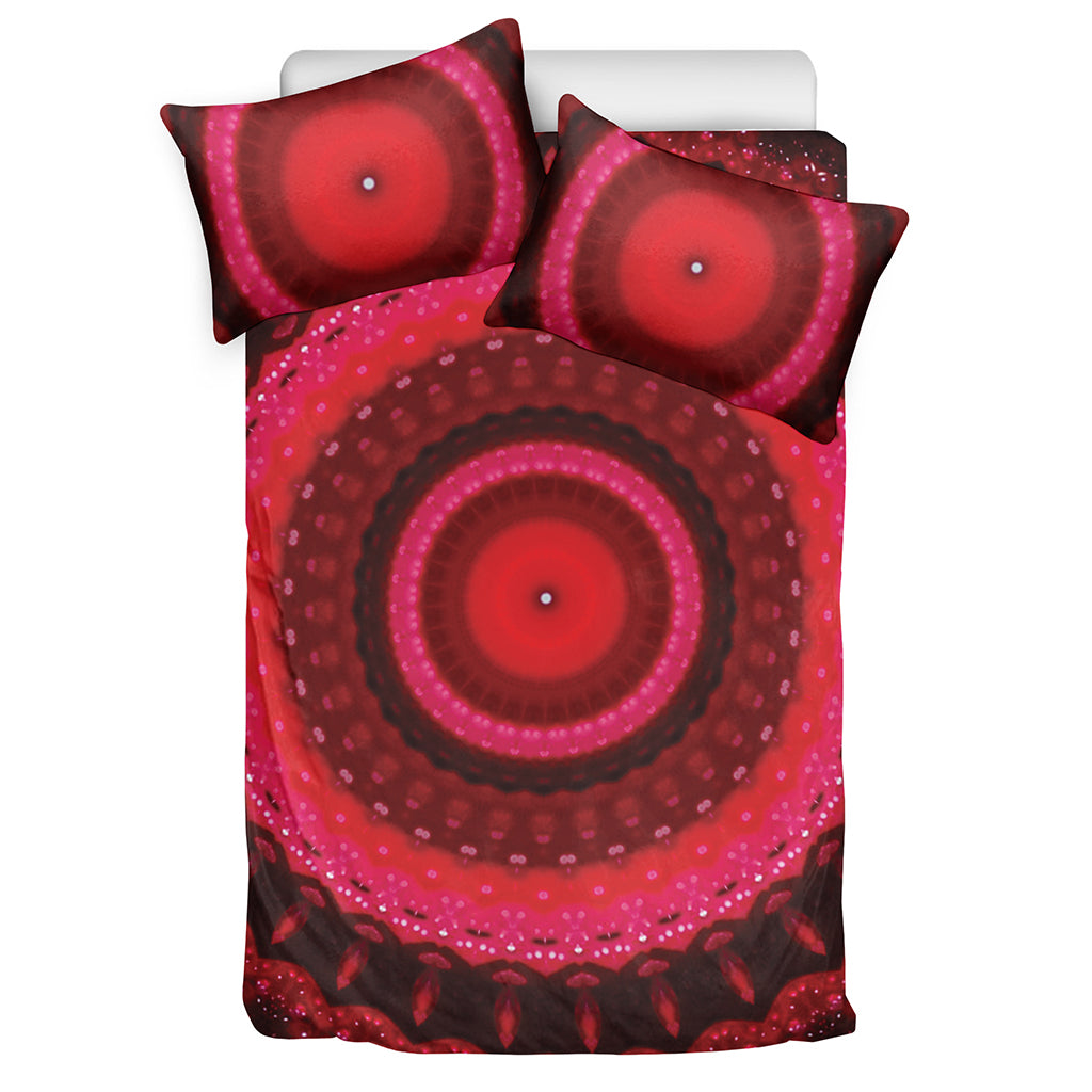 Red Kaleidoscope Print Duvet Cover Bedding Set