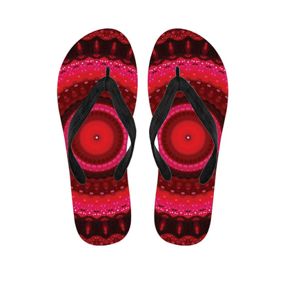 Red Kaleidoscope Print Flip Flops