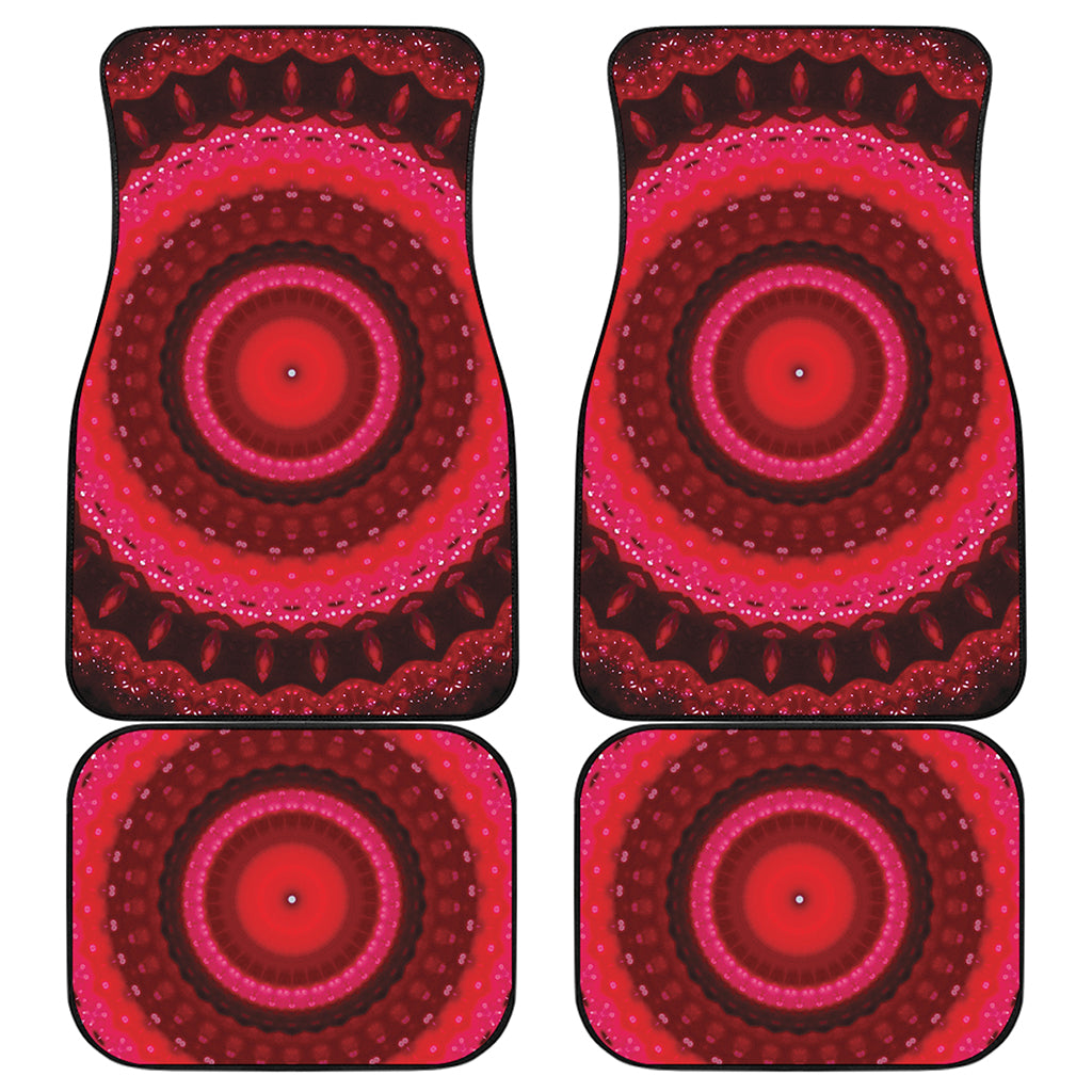 Red Kaleidoscope Print Front and Back Car Floor Mats