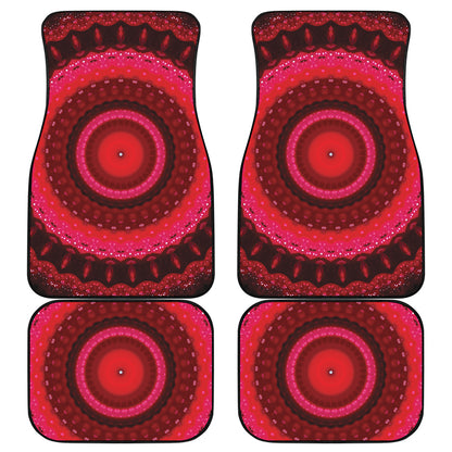 Red Kaleidoscope Print Front and Back Car Floor Mats