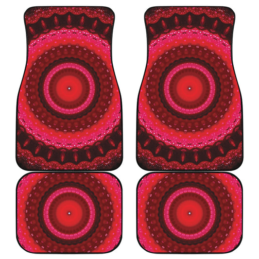 Red Kaleidoscope Print Front and Back Car Floor Mats