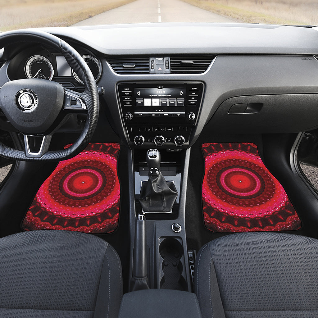 Red Kaleidoscope Print Front and Back Car Floor Mats