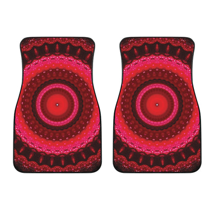 Red Kaleidoscope Print Front Car Floor Mats