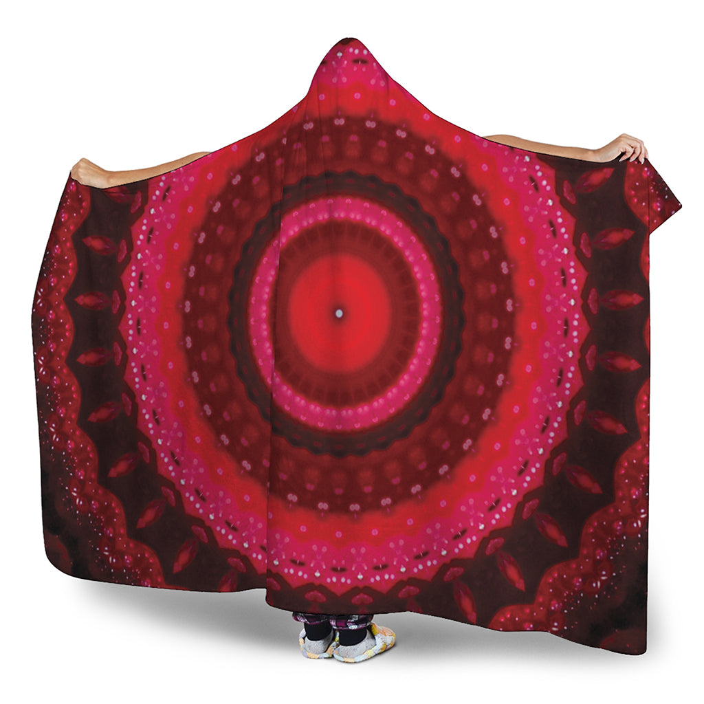 Red Kaleidoscope Print Hooded Blanket