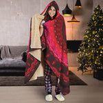 Red Kaleidoscope Print Hooded Blanket