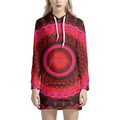 Red Kaleidoscope Print Pullover Hoodie Dress