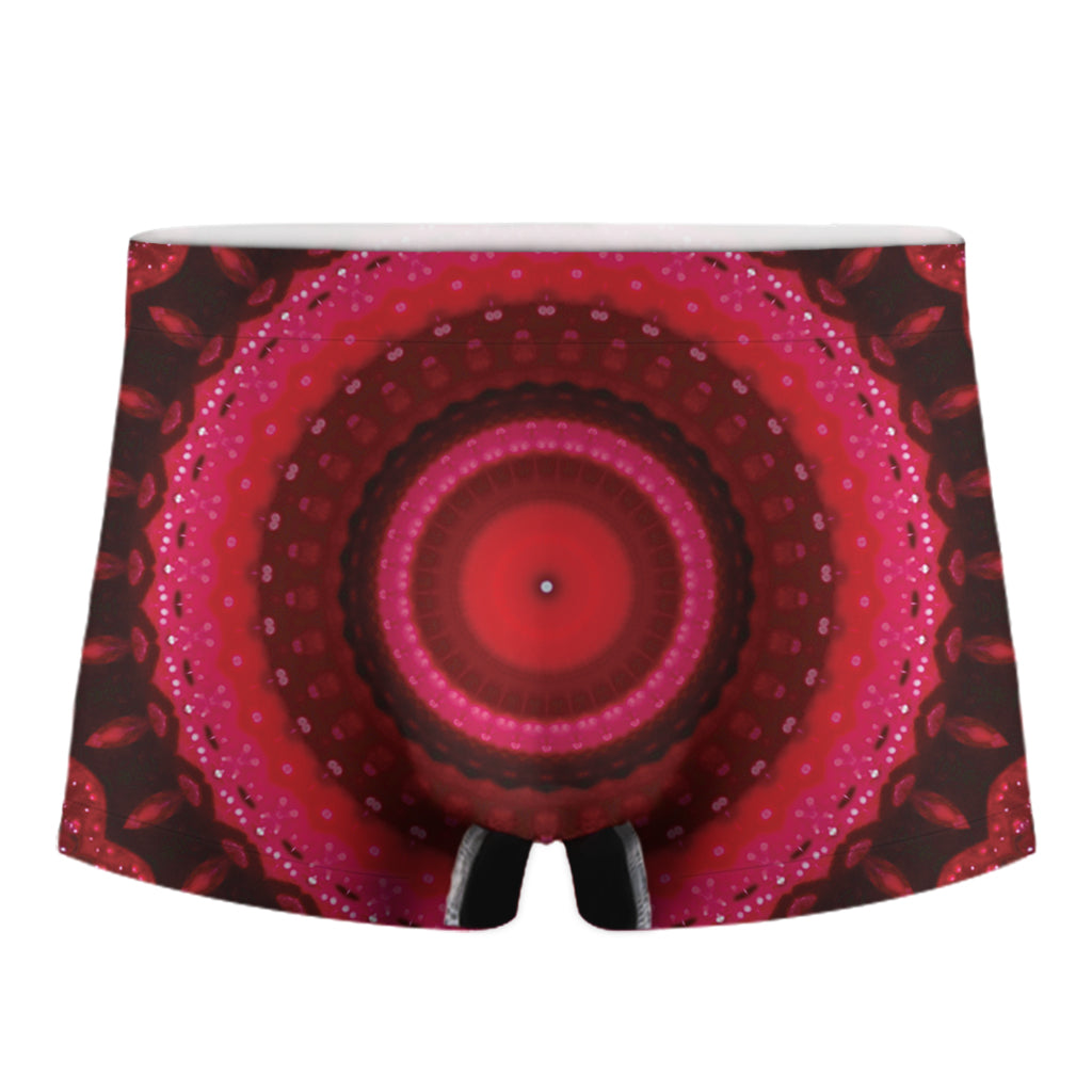 Red Kaleidoscope Print Men's Boxer Briefs