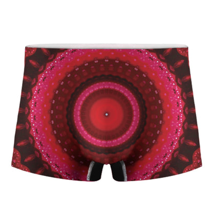 Red Kaleidoscope Print Men's Boxer Briefs
