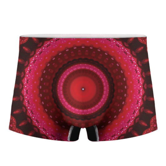 Red Kaleidoscope Print Men's Boxer Briefs