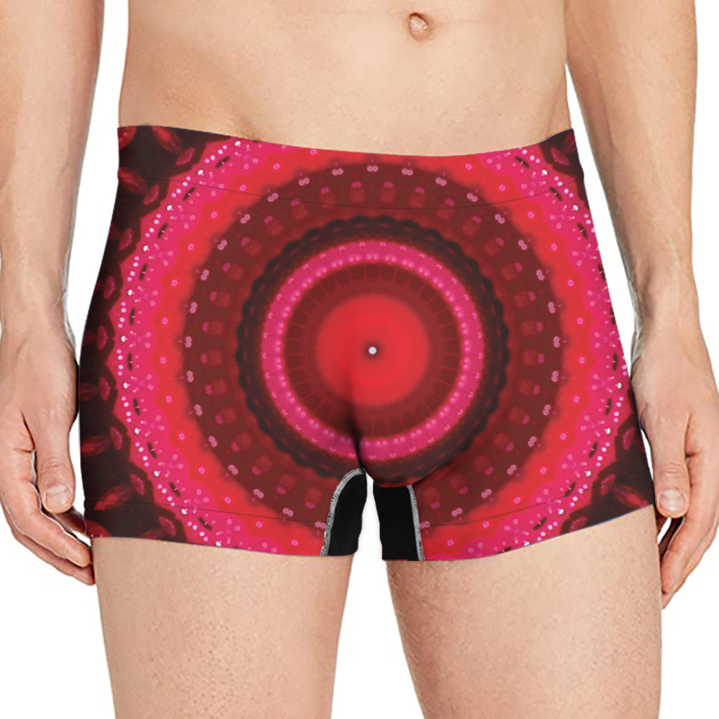Red Kaleidoscope Print Men's Boxer Briefs