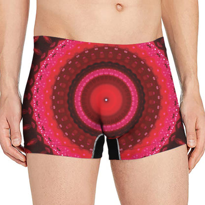 Red Kaleidoscope Print Men's Boxer Briefs