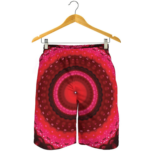 Red Kaleidoscope Print Men's Shorts