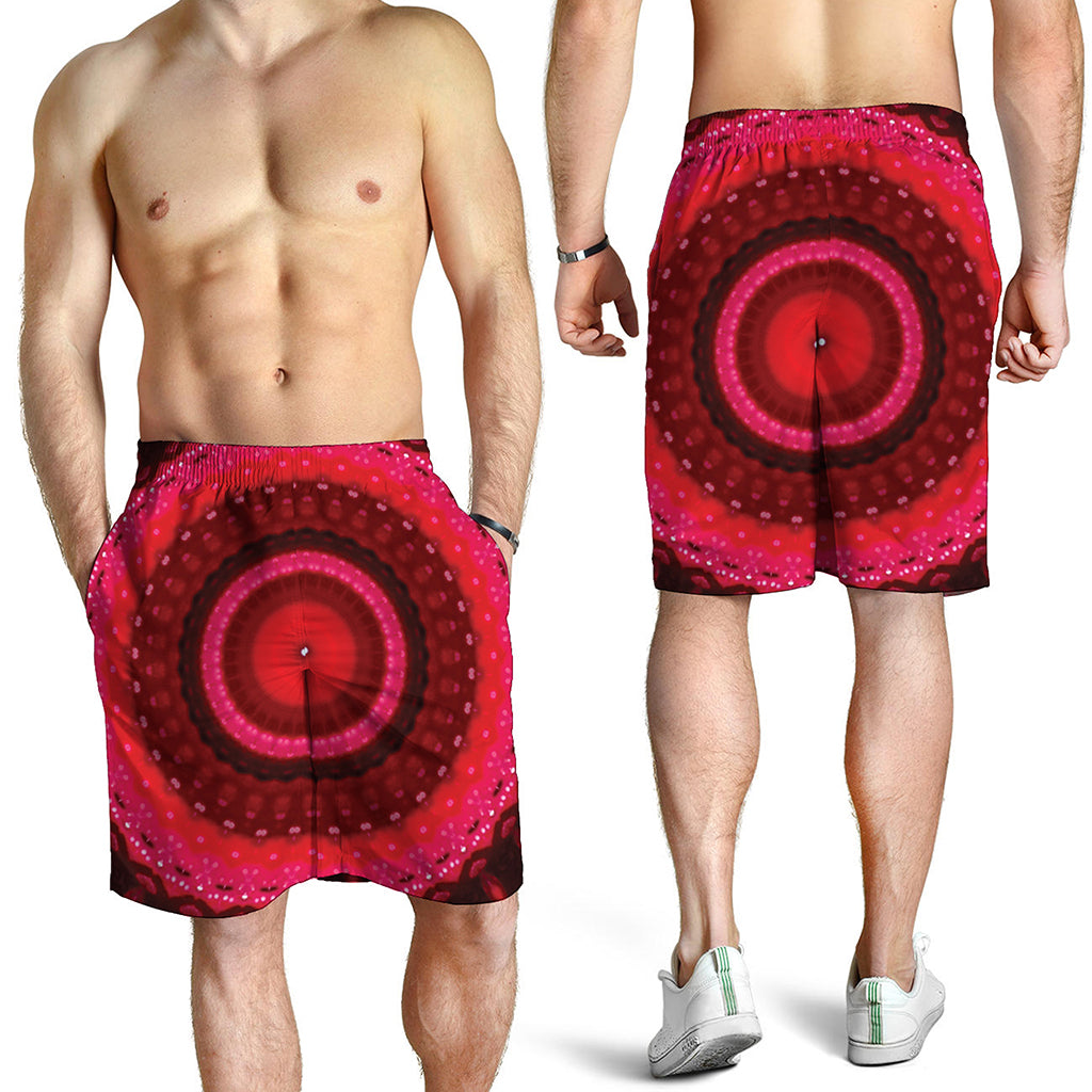 Red Kaleidoscope Print Men's Shorts