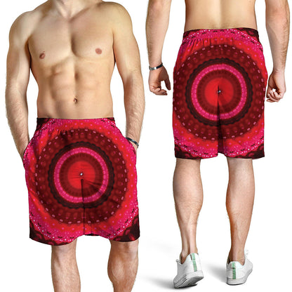 Red Kaleidoscope Print Men's Shorts