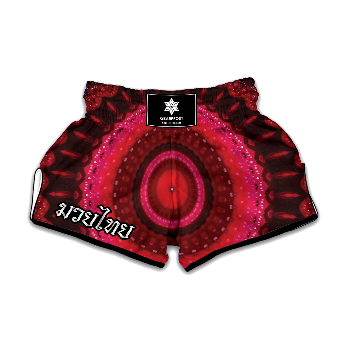Red Kaleidoscope Print Muay Thai Boxing Shorts