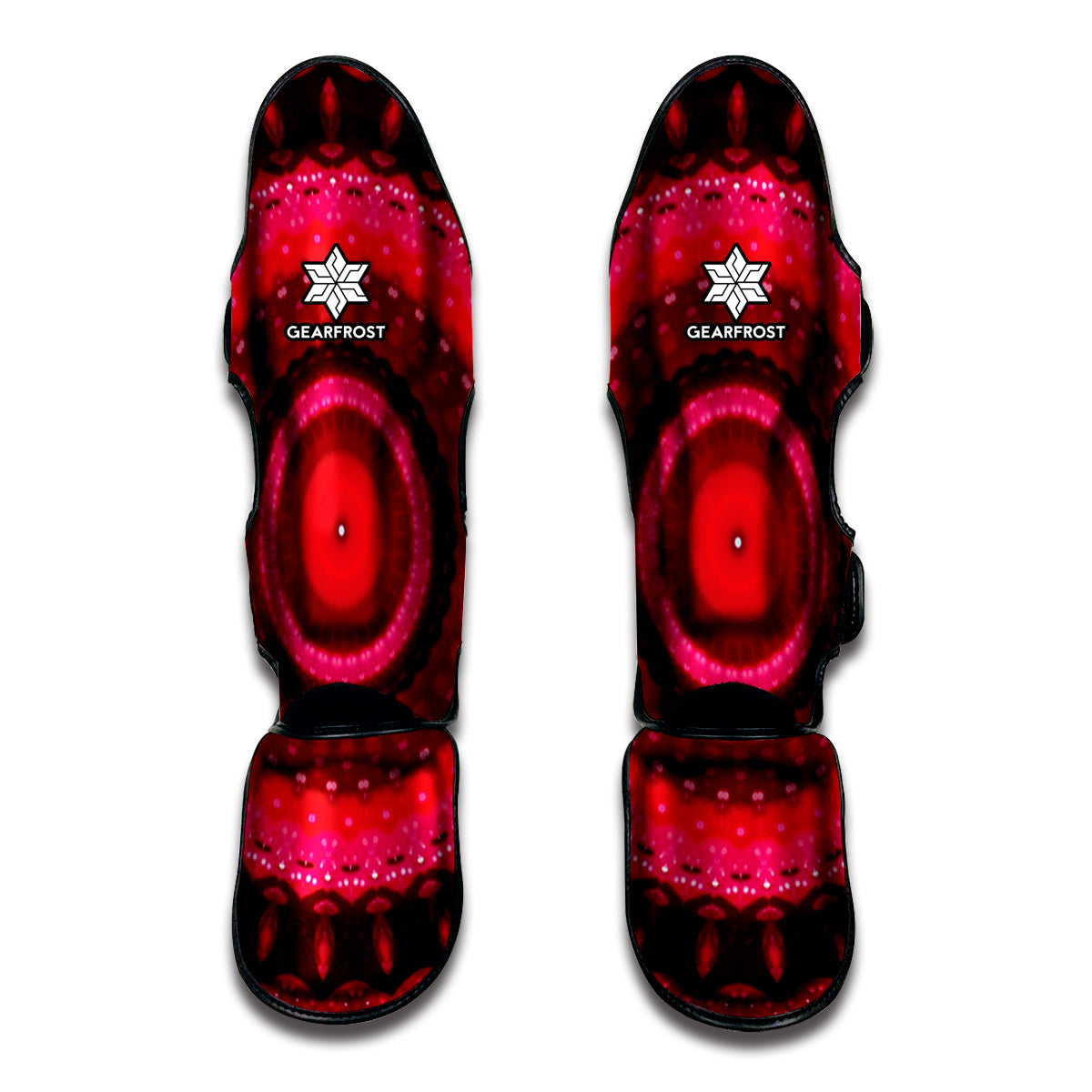 Red Kaleidoscope Print Muay Thai Shin Guard