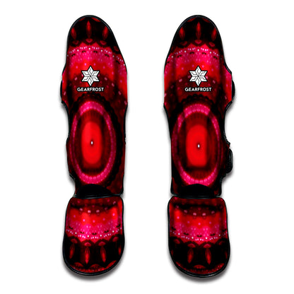 Red Kaleidoscope Print Muay Thai Shin Guard