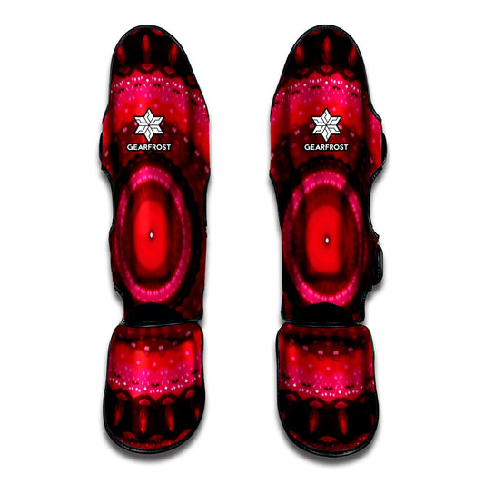 Red Kaleidoscope Print Muay Thai Shin Guard
