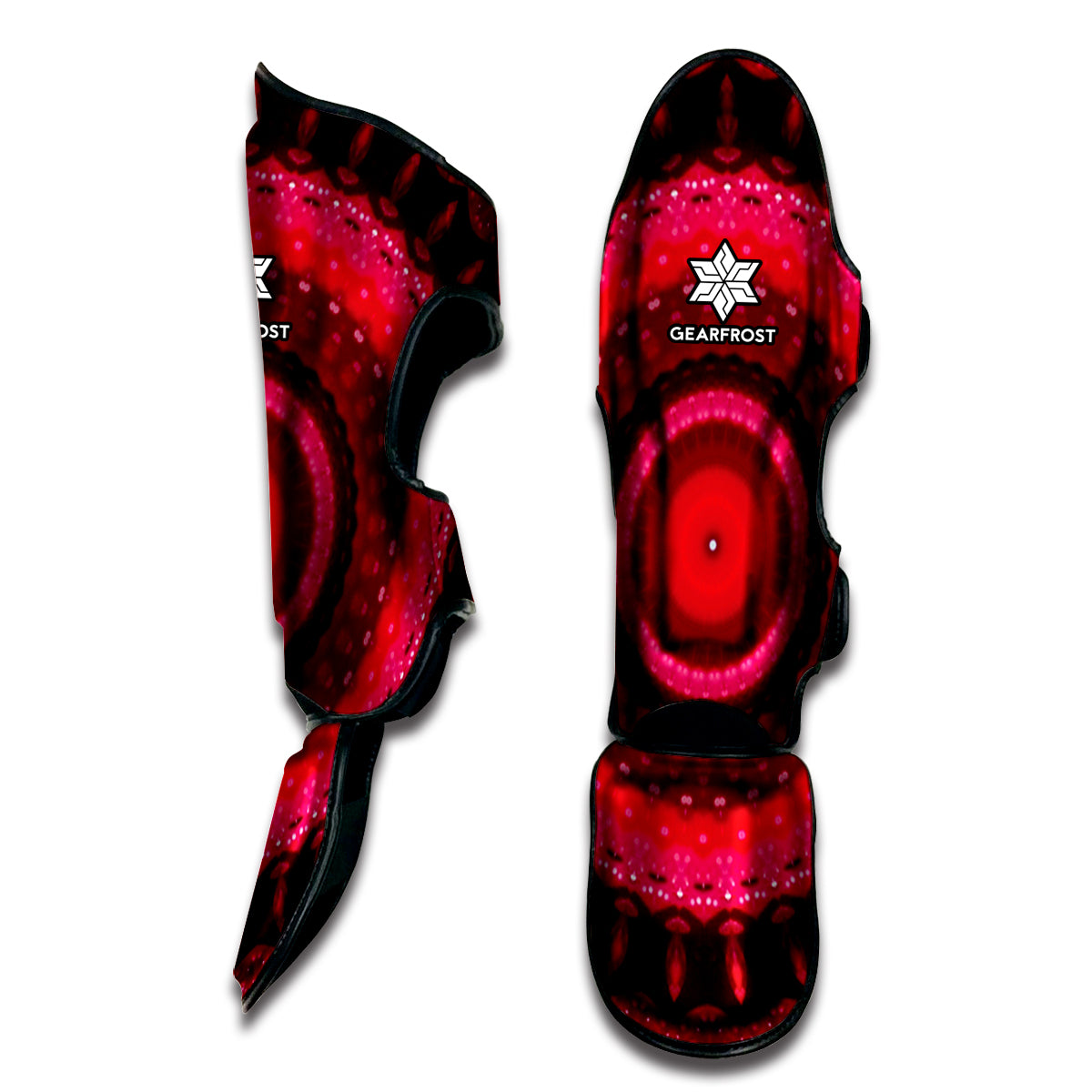 Red Kaleidoscope Print Muay Thai Shin Guard