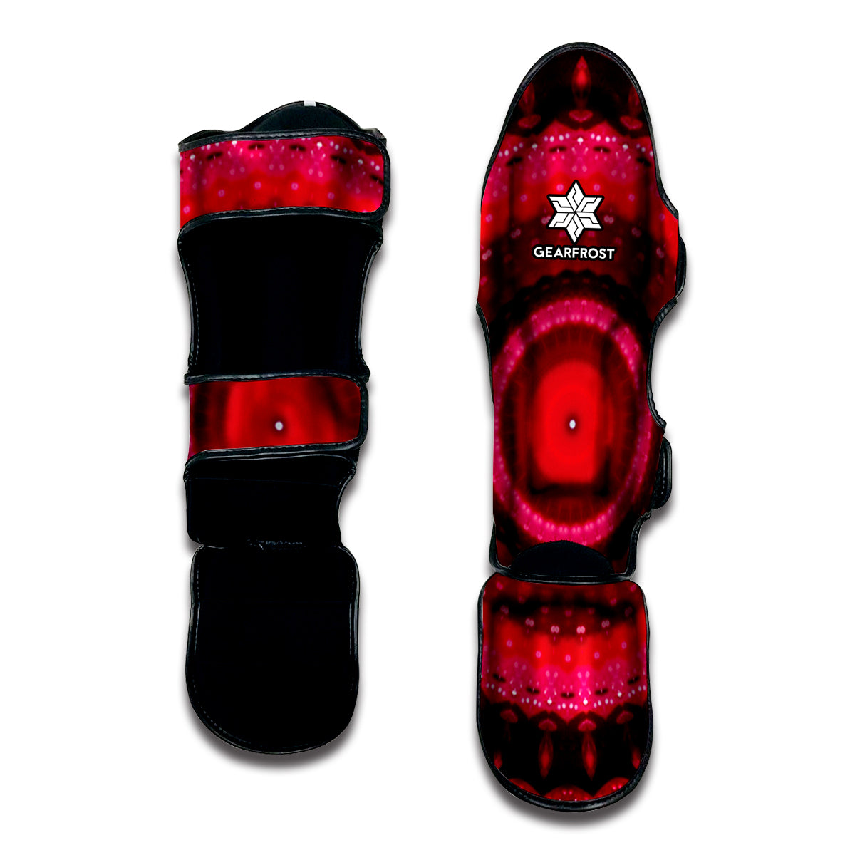 Red Kaleidoscope Print Muay Thai Shin Guard