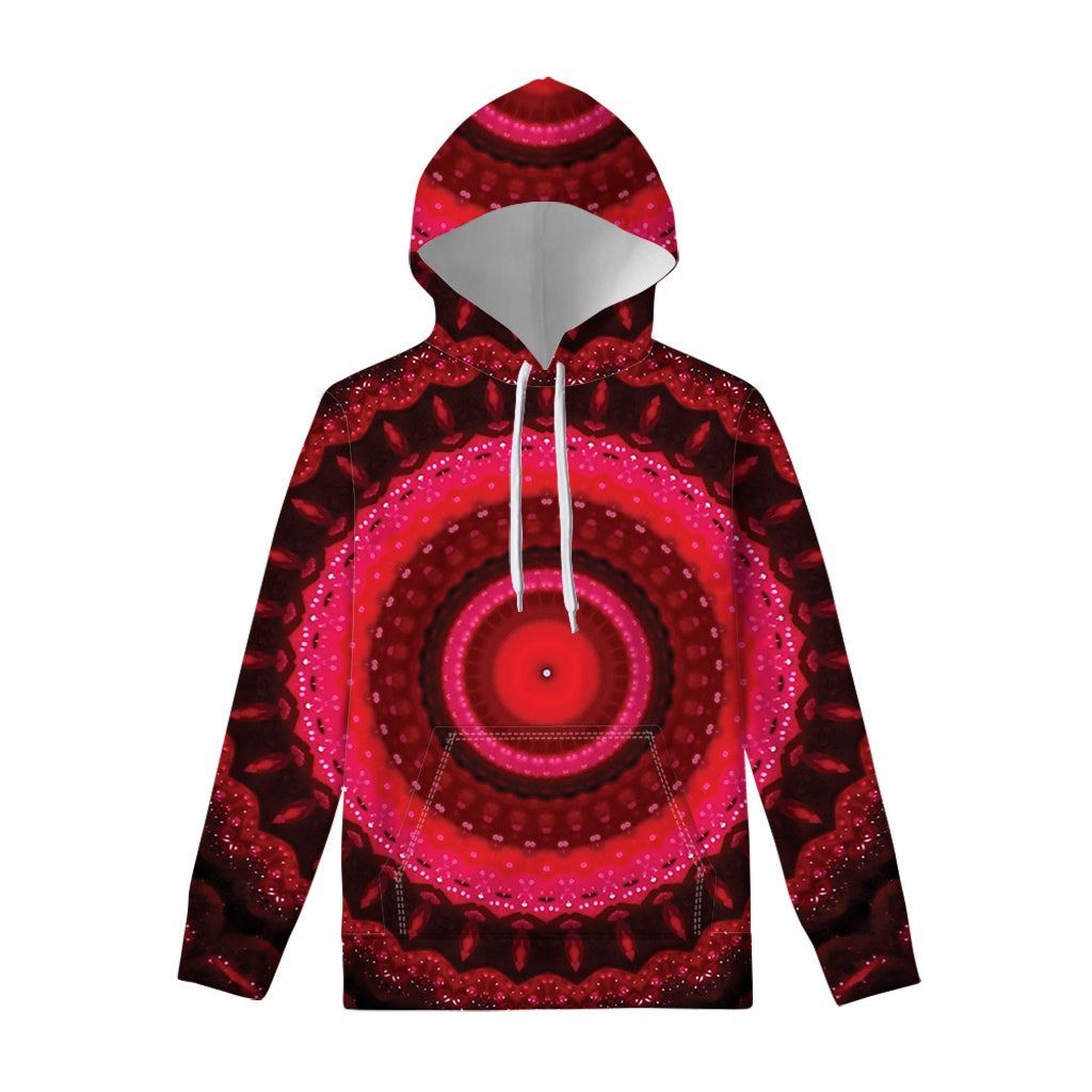 Red Kaleidoscope Print Pullover Hoodie
