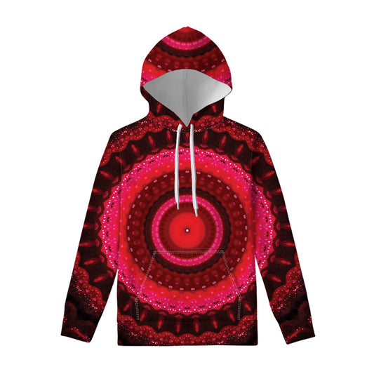 Red Kaleidoscope Print Pullover Hoodie