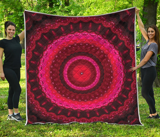 Red Kaleidoscope Print Quilt