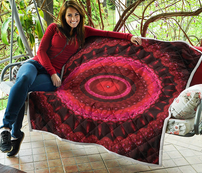Red Kaleidoscope Print Quilt