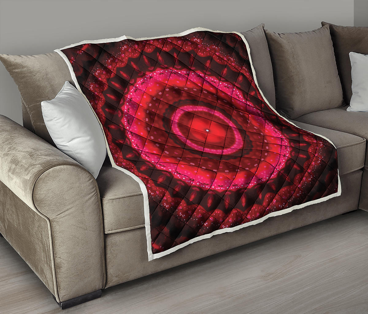 Red Kaleidoscope Print Quilt