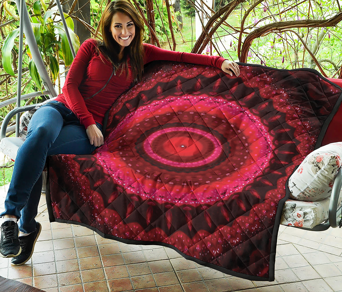 Red Kaleidoscope Print Quilt