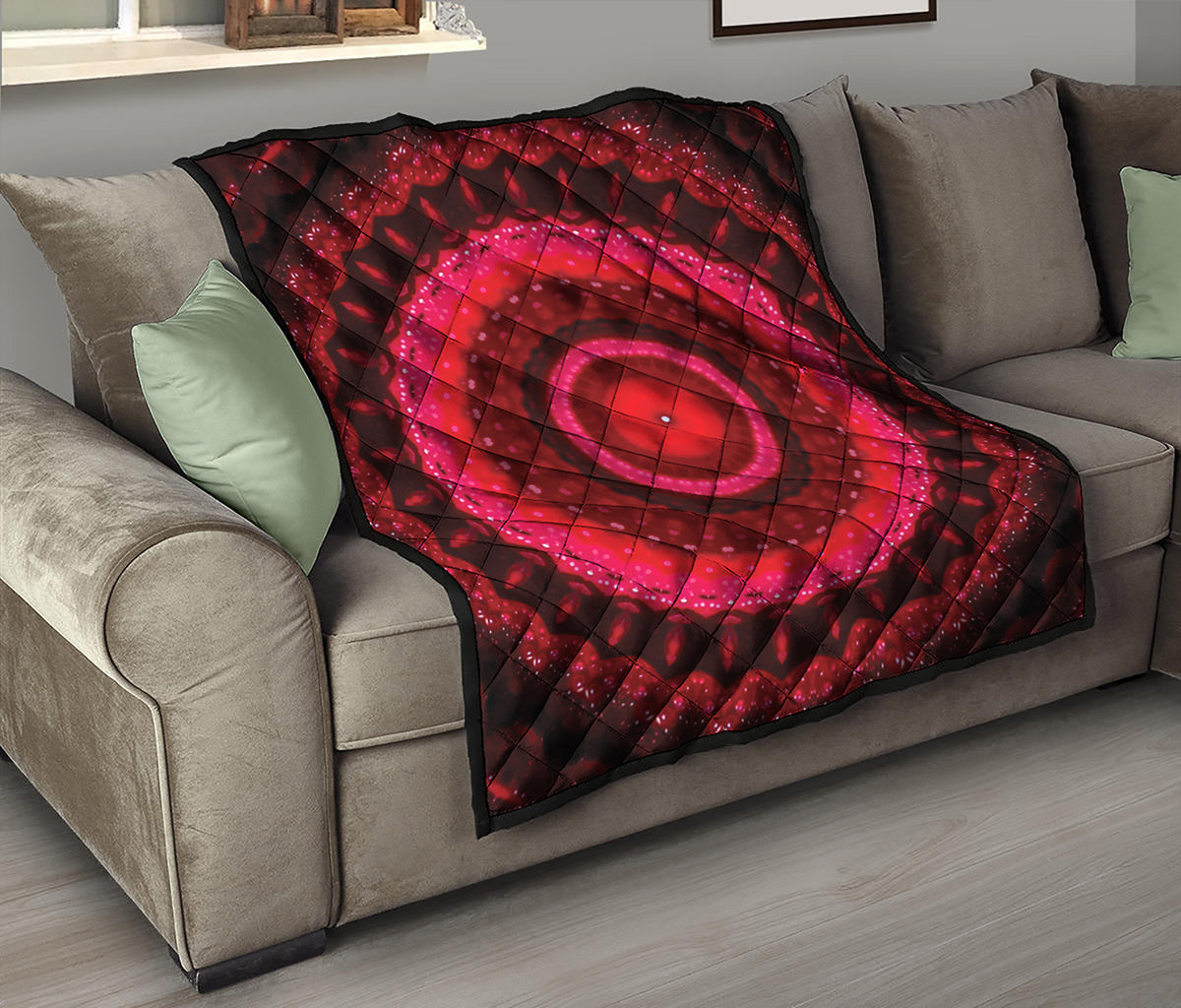 Red Kaleidoscope Print Quilt
