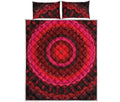 Red Kaleidoscope Print Quilt Bed Set