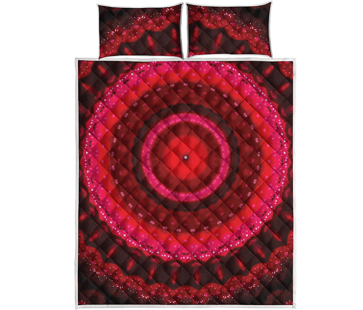 Red Kaleidoscope Print Quilt Bed Set