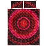Red Kaleidoscope Print Quilt Bed Set
