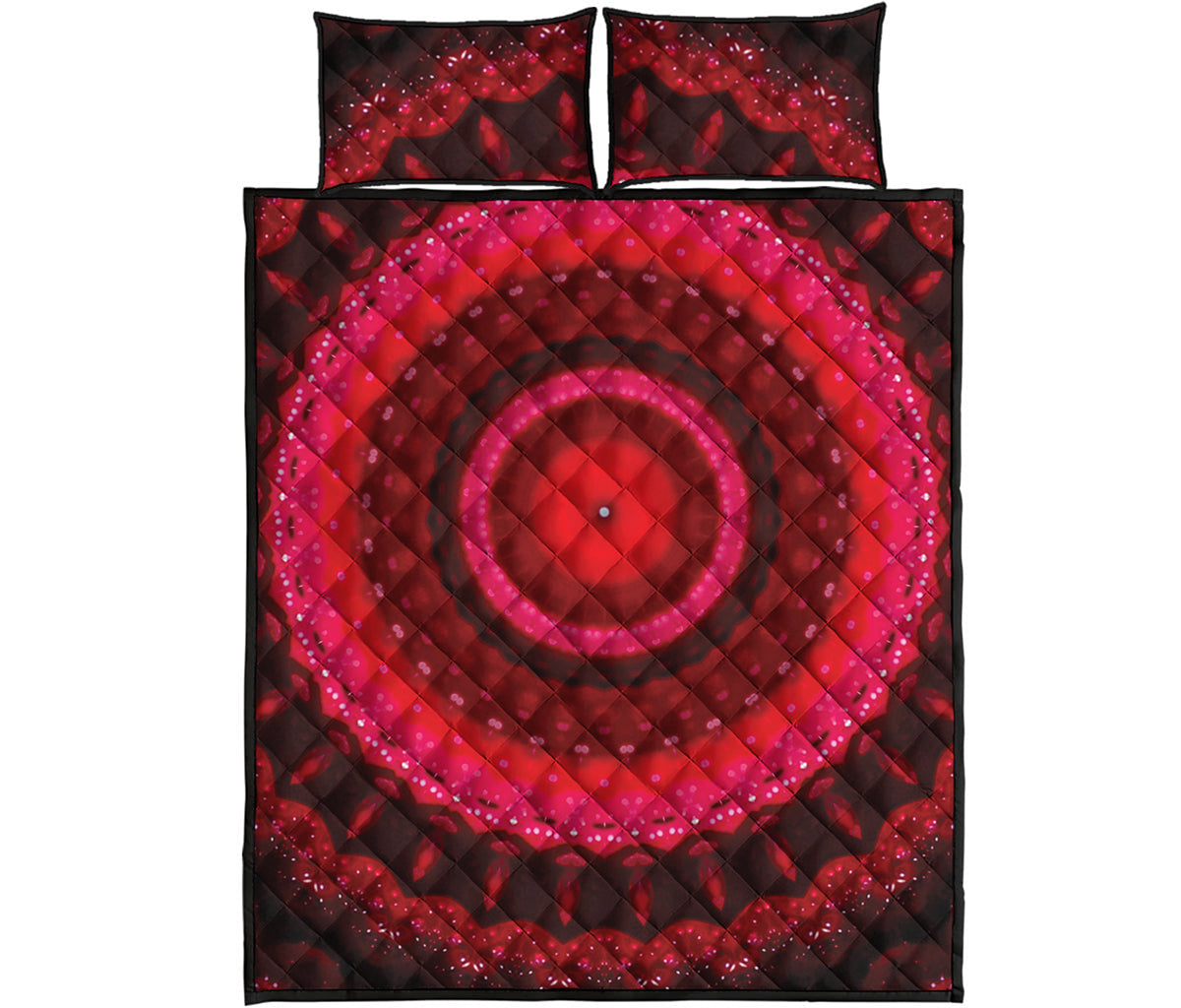 Red Kaleidoscope Print Quilt Bed Set