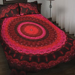 Red Kaleidoscope Print Quilt Bed Set