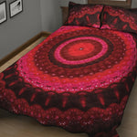 Red Kaleidoscope Print Quilt Bed Set