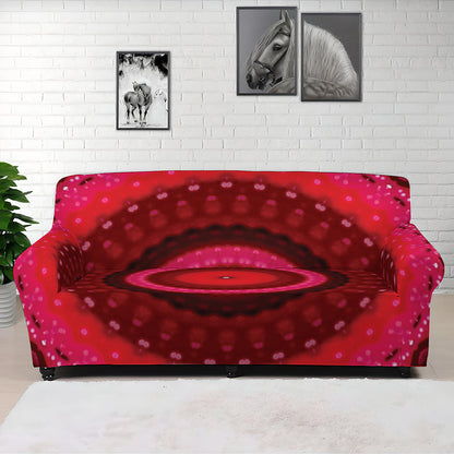 Red Kaleidoscope Print Sofa Cover