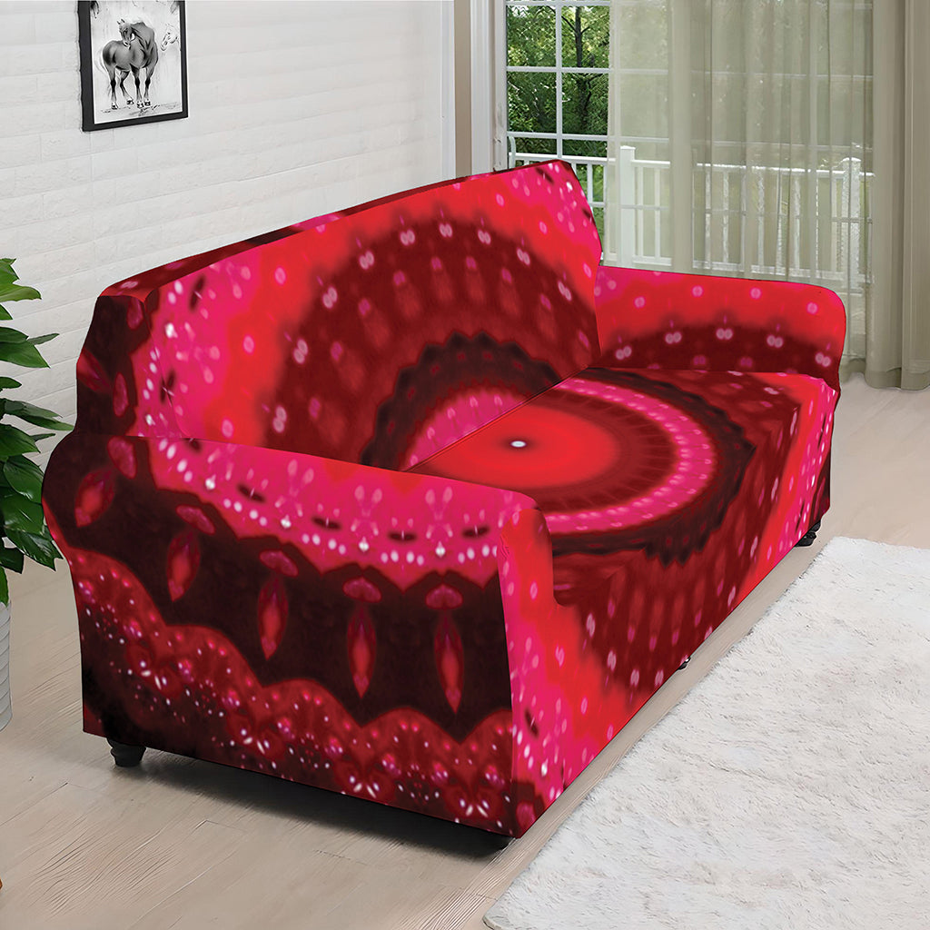 Red Kaleidoscope Print Sofa Cover