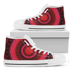 Red Kaleidoscope Print White High Top Shoes
