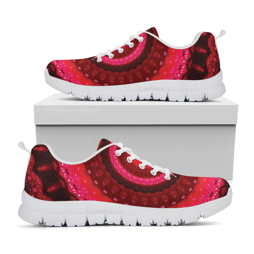 Red Kaleidoscope Print White Sneakers