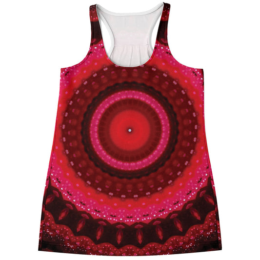Red Kaleidoscope Print Women's Racerback Tank Top