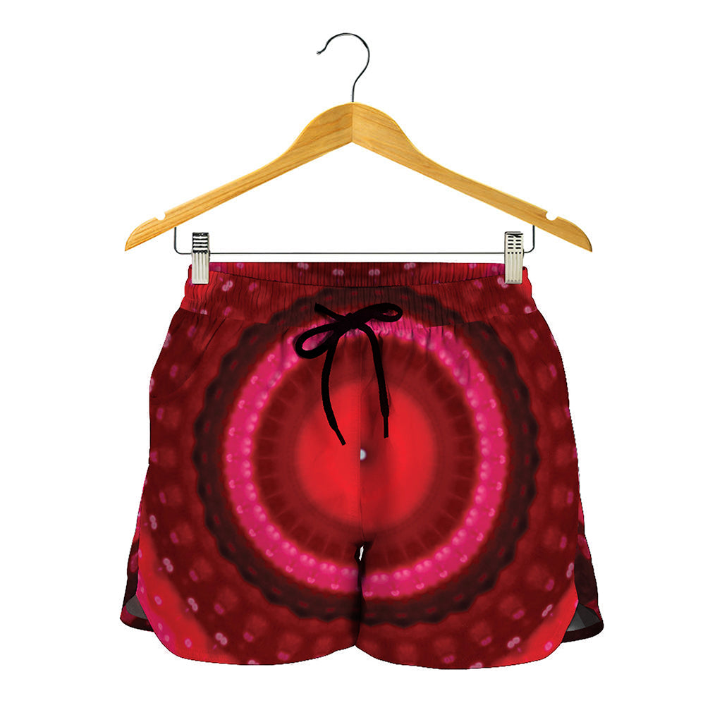 Red Kaleidoscope Print Women's Shorts