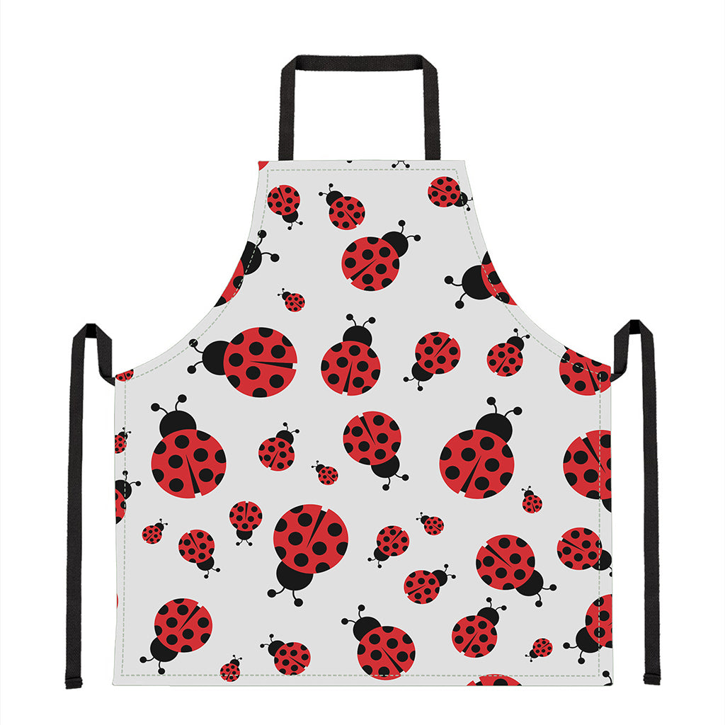 Red Ladybug Pattern Print Apron