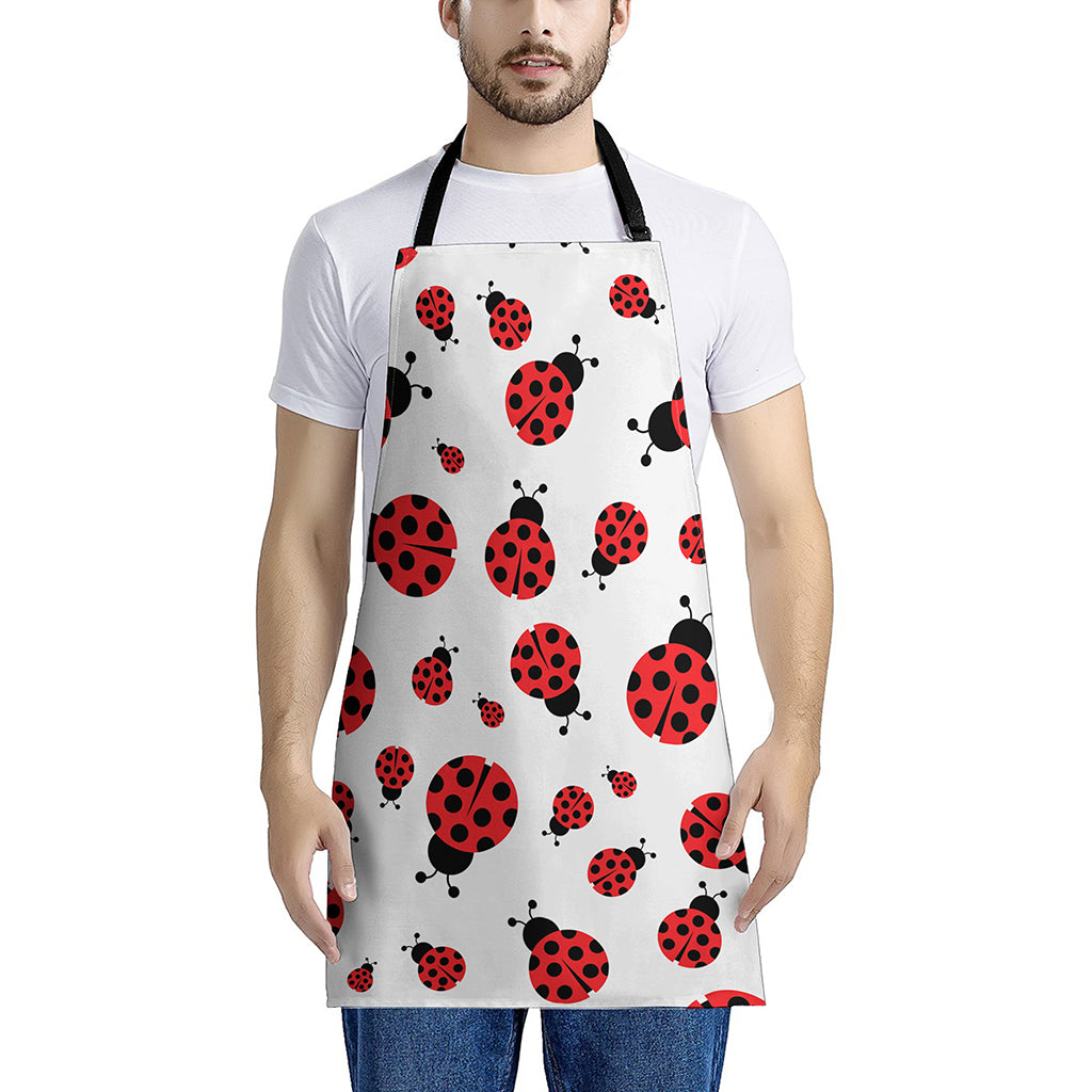 Red Ladybug Pattern Print Apron